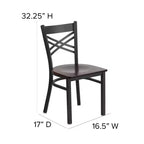 Chaise de salle à manger de restaurant en métal à dossier en X Emma et Oliver Black