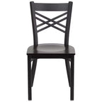 Chaise de salle à manger de restaurant en métal à dossier en X Emma et Oliver Black