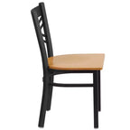 Chaise de salle à manger de restaurant en métal à dossier en X Emma et Oliver Black