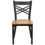 Chaise de salle à manger de restaurant en métal à dossier en X Emma et Oliver Black