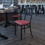 Chaise de salle à manger en métal à dossier échelle Emma et Oliver Black pour restaurant