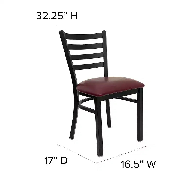 Chaise de salle à manger en métal à dossier échelle Emma et Oliver Black pour restaurant