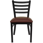 Chaise de salle à manger en métal à dossier échelle Emma et Oliver Black pour restaurant