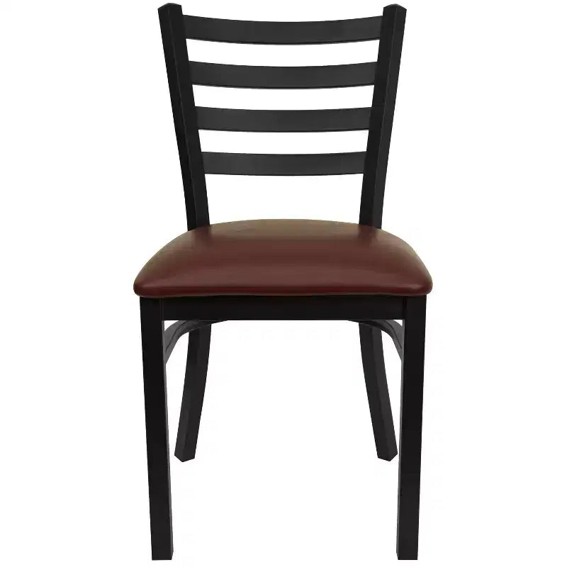 Chaise de salle à manger en métal à dossier échelle Emma et Oliver Black pour restaurant