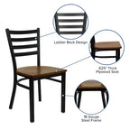Chaise de salle à manger en métal à dossier échelle Emma et Oliver Black pour restaurant