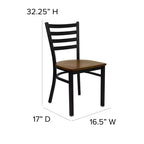 Chaise de salle à manger en métal à dossier échelle Emma et Oliver Black pour restaurant
