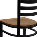 Chaise de salle à manger en métal à dossier échelle Emma et Oliver Black pour restaurant