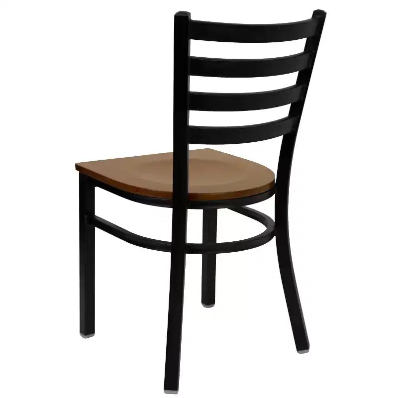 Chaise de salle à manger en métal à dossier échelle Emma et Oliver Black pour restaurant