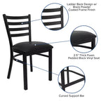 Chaise de salle à manger en métal à dossier échelle Emma et Oliver Black pour restaurant