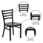 Chaise de salle à manger en métal à dossier échelle Emma et Oliver Black pour restaurant