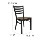 Chaise de salle à manger en métal à dossier échelle Emma et Oliver Black pour restaurant