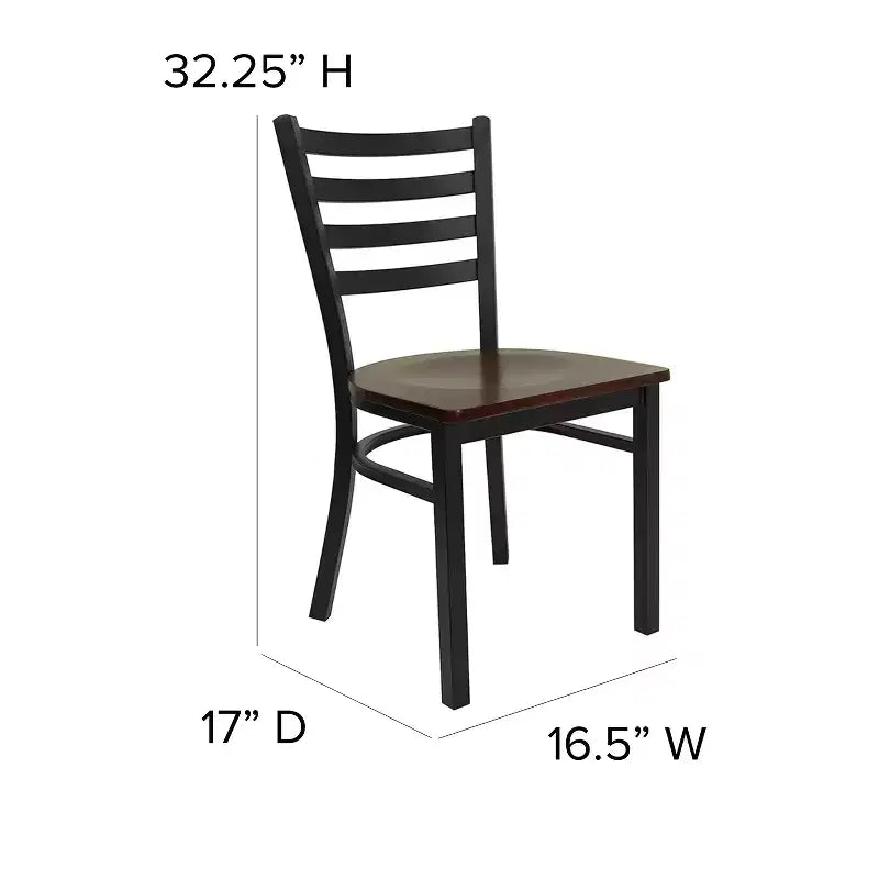 Chaise de salle à manger en métal à dossier échelle Emma et Oliver Black pour restaurant