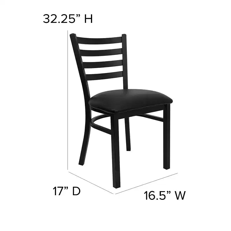 Chaise de salle à manger en métal à dossier échelle Emma et Oliver Black pour restaurant