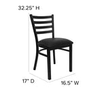 Chaise de salle à manger en métal à dossier échelle Emma et Oliver Black pour restaurant