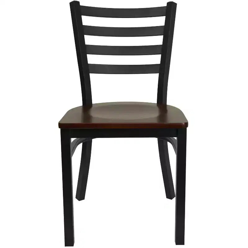 Chaise de salle à manger en métal à dossier échelle Emma et Oliver Black pour restaurant