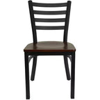 Chaise de salle à manger en métal à dossier échelle Emma et Oliver Black pour restaurant