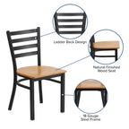 Chaise de salle à manger en métal à dossier échelle Emma et Oliver Black pour restaurant