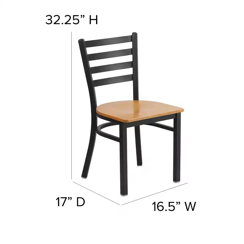 Chaise de salle à manger en métal à dossier échelle Emma et Oliver Black pour restaurant