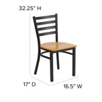 Chaise de salle à manger en métal à dossier échelle Emma et Oliver Black pour restaurant