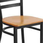 Chaise de salle à manger en métal à dossier échelle Emma et Oliver Black pour restaurant