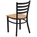 Chaise de salle à manger en métal à dossier échelle Emma et Oliver Black pour restaurant