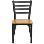 Chaise de salle à manger en métal à dossier échelle Emma et Oliver Black pour restaurant