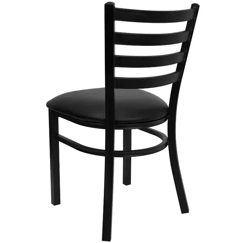 Chaise de salle à manger en métal à dossier échelle Emma et Oliver Black pour restaurant