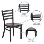 Chaise de salle à manger en métal à dossier échelle Emma et Oliver Black pour restaurant