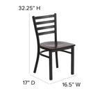 Chaise de salle à manger en métal à dossier échelle Emma et Oliver Black pour restaurant