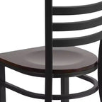 Chaise de salle à manger en métal à dossier échelle Emma et Oliver Black pour restaurant