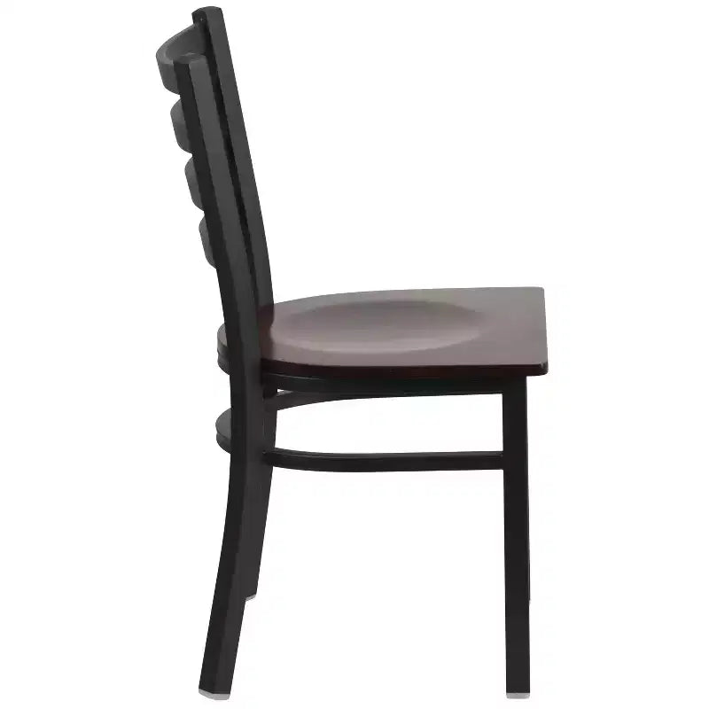 Chaise de salle à manger en métal à dossier échelle Emma et Oliver Black pour restaurant
