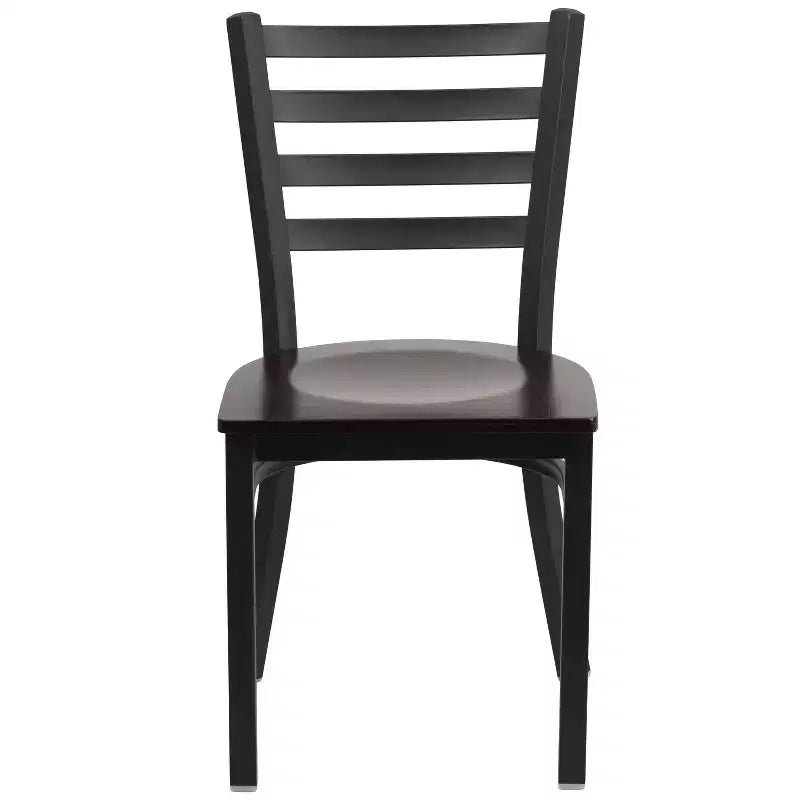 Chaise de salle à manger en métal à dossier échelle Emma et Oliver Black pour restaurant