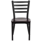 Chaise de salle à manger en métal à dossier échelle Emma et Oliver Black pour restaurant