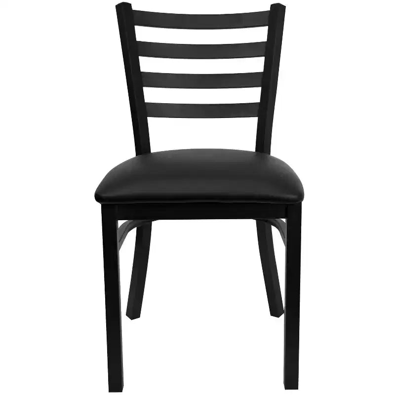 Chaise de salle à manger en métal à dossier échelle Emma et Oliver Black pour restaurant