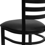Chaise de salle à manger en métal à dossier échelle Emma et Oliver Black pour restaurant