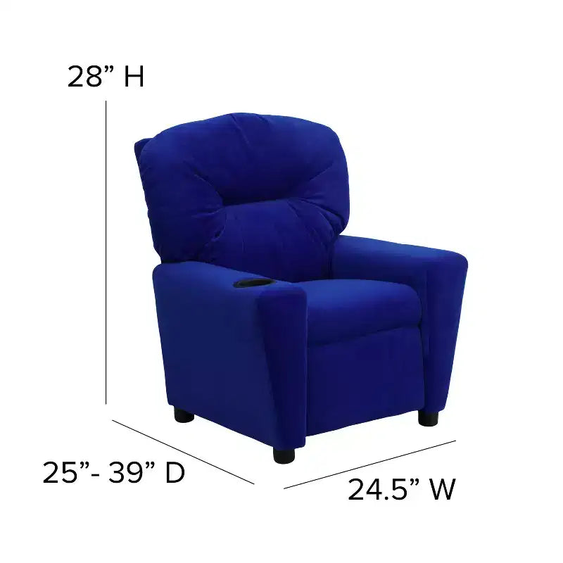 Fauteuil inclinable contemporain pour enfants Emma et Oliver avec porte-gobelet