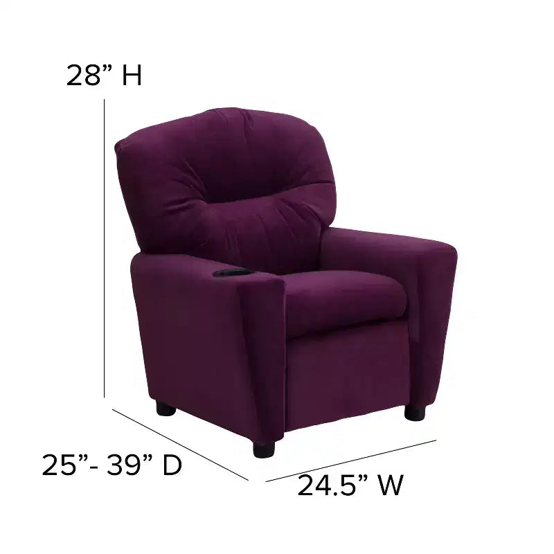 Fauteuil inclinable contemporain pour enfants Emma et Oliver avec porte-gobelet