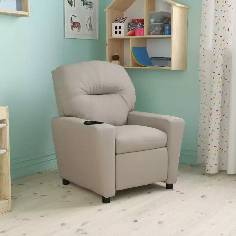 Fauteuil inclinable contemporain pour enfants Emma et Oliver avec porte-gobelet