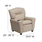 Fauteuil inclinable contemporain pour enfants Emma et Oliver avec porte-gobelet