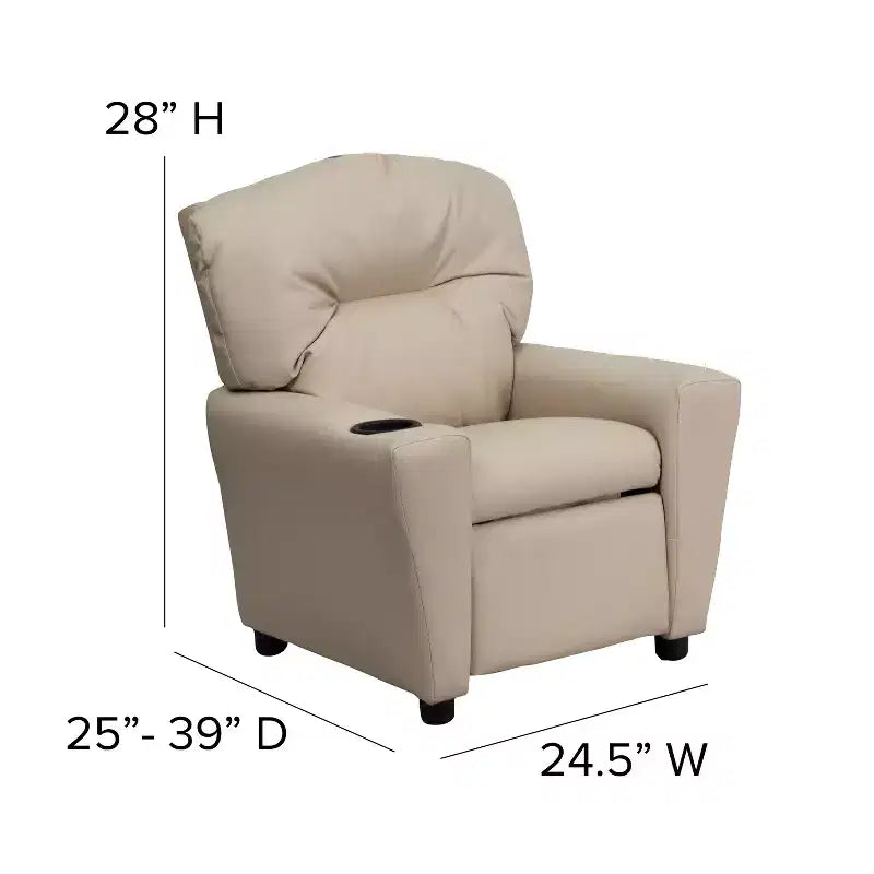 Fauteuil inclinable contemporain pour enfants Emma et Oliver avec porte-gobelet