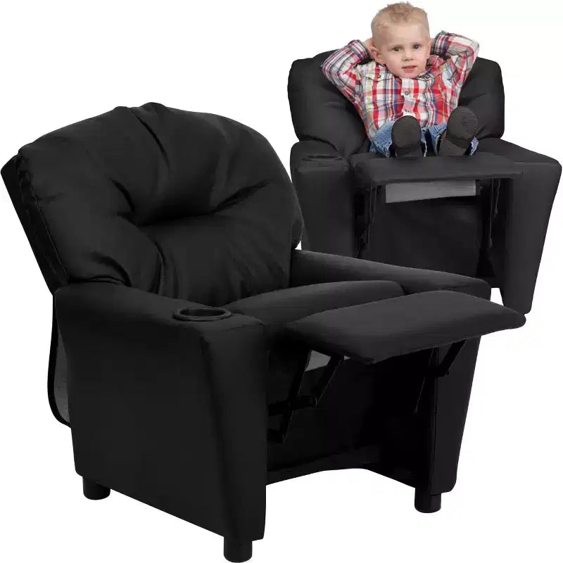 Fauteuil inclinable contemporain pour enfants Emma et Oliver avec porte-gobelet