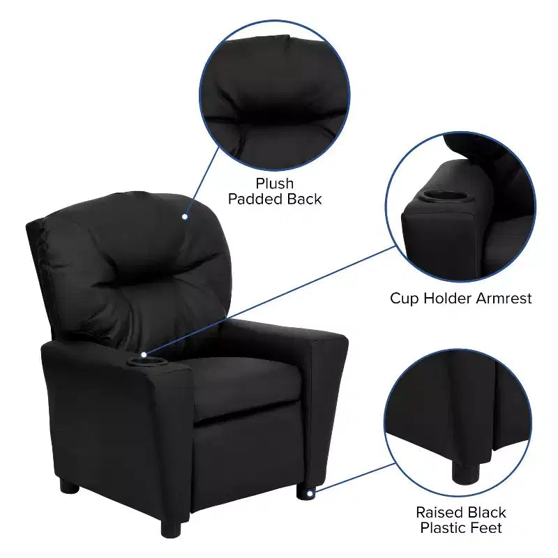 Fauteuil inclinable contemporain pour enfants Emma et Oliver avec porte-gobelet