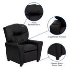 Fauteuil inclinable contemporain pour enfants Emma et Oliver avec porte-gobelet