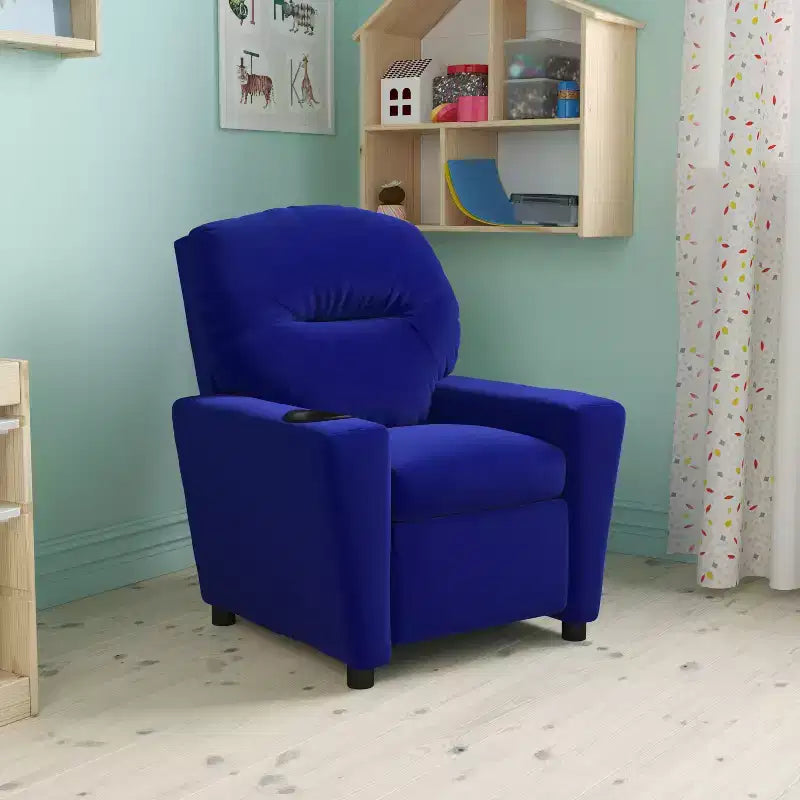 Fauteuil inclinable contemporain pour enfants Emma et Oliver avec porte-gobelet