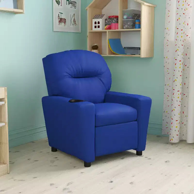Fauteuil inclinable contemporain pour enfants Emma et Oliver avec porte-gobelet