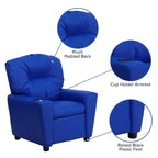 Fauteuil inclinable contemporain pour enfants Emma et Oliver avec porte-gobelet