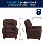 Fauteuil inclinable contemporain pour enfants Emma et Oliver avec porte-gobelet