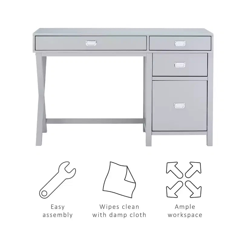 Bureau avec rangement latéral Peggy - Linon