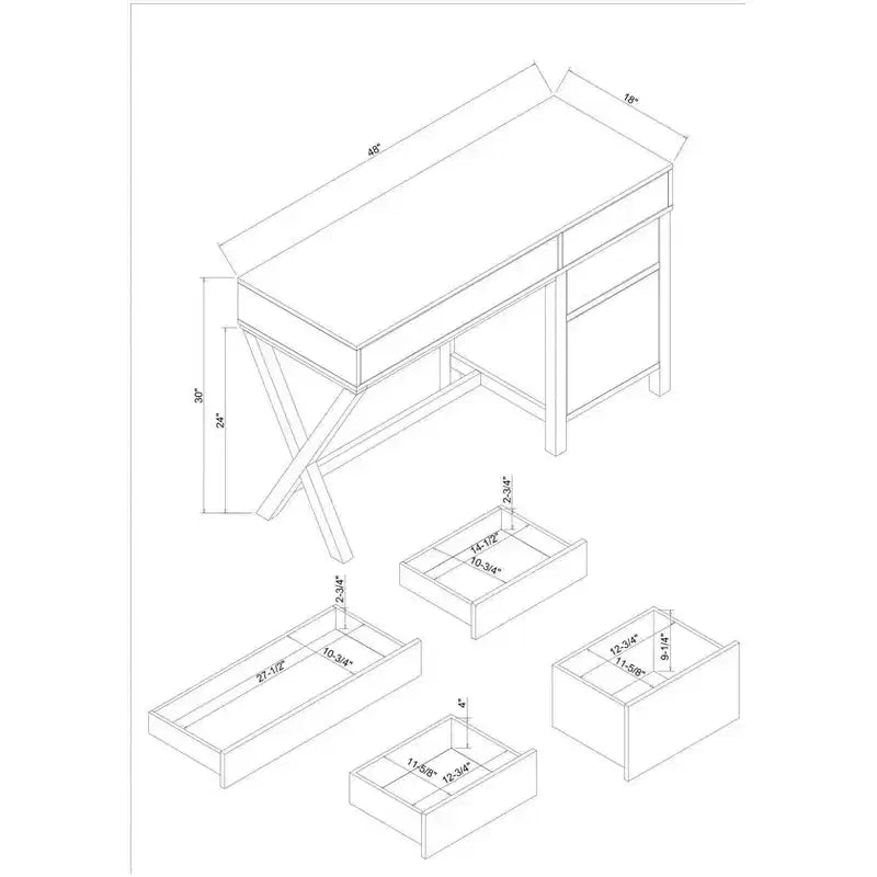 Bureau avec rangement latéral Peggy - Linon