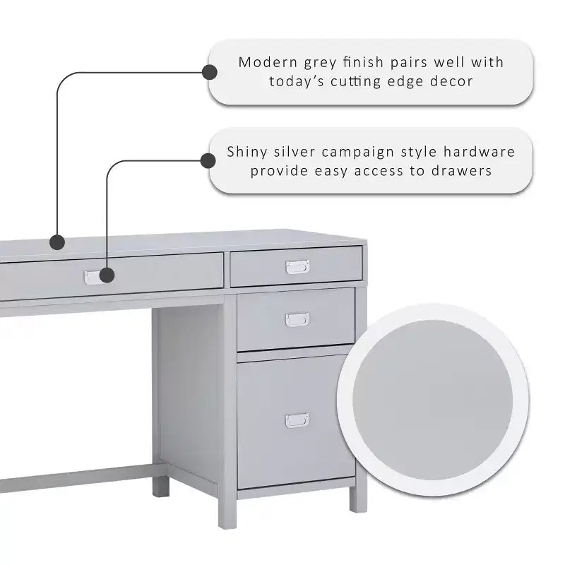 Bureau avec rangement latéral Peggy - Linon